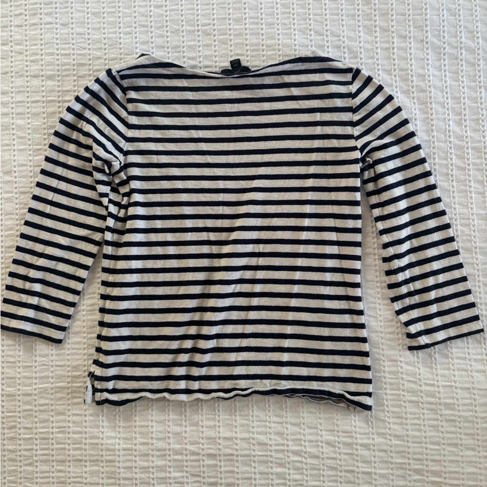 J. Crew Navy and White Striped 3/4 Sleeve Top Size XS - Picture 10 of 10